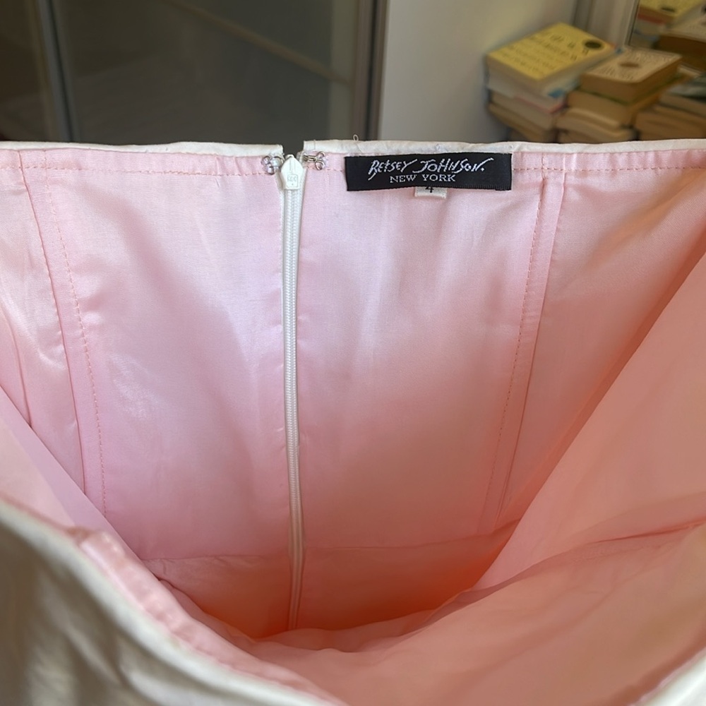 Vintage Betsey Johnson 50s Style Strapless Dress y2k Size 2 4 Prom Pink Peach - Picture 5 of 7